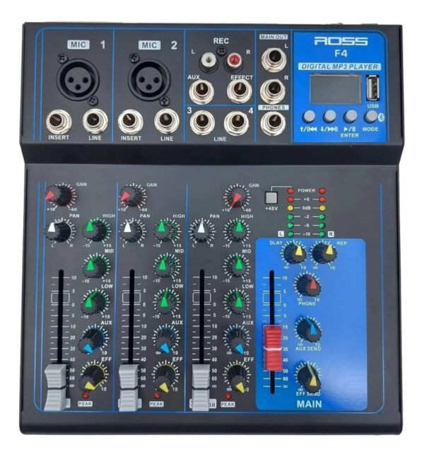 MIXER POTENCIADO ROSS 5 CANALES
