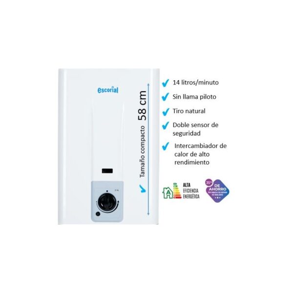 CALEFON ESCORIAL 14 LTS GAS ENVASADO - Imagen 2