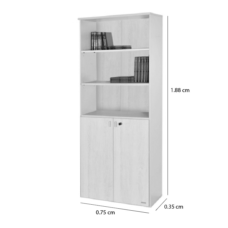 biblioteca puertas bajas 530 gris